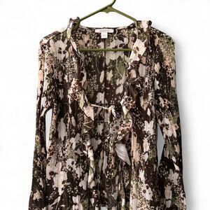 Dressbarn Men's Green and Brown Shirt